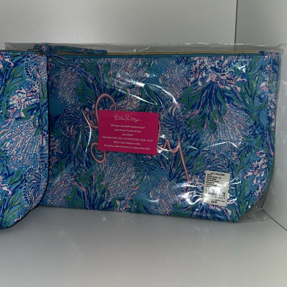 Lilly Pulitzer Vibrant Blue and Pink Pouch